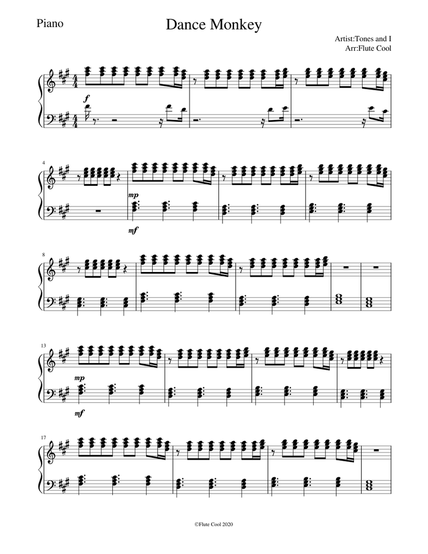 Dance Monkey Sheet music for Piano (Solo) | Musescore.com
