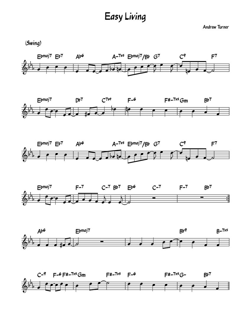 Easy Living - Jazz piano composition Sheet music | Download free in PDF