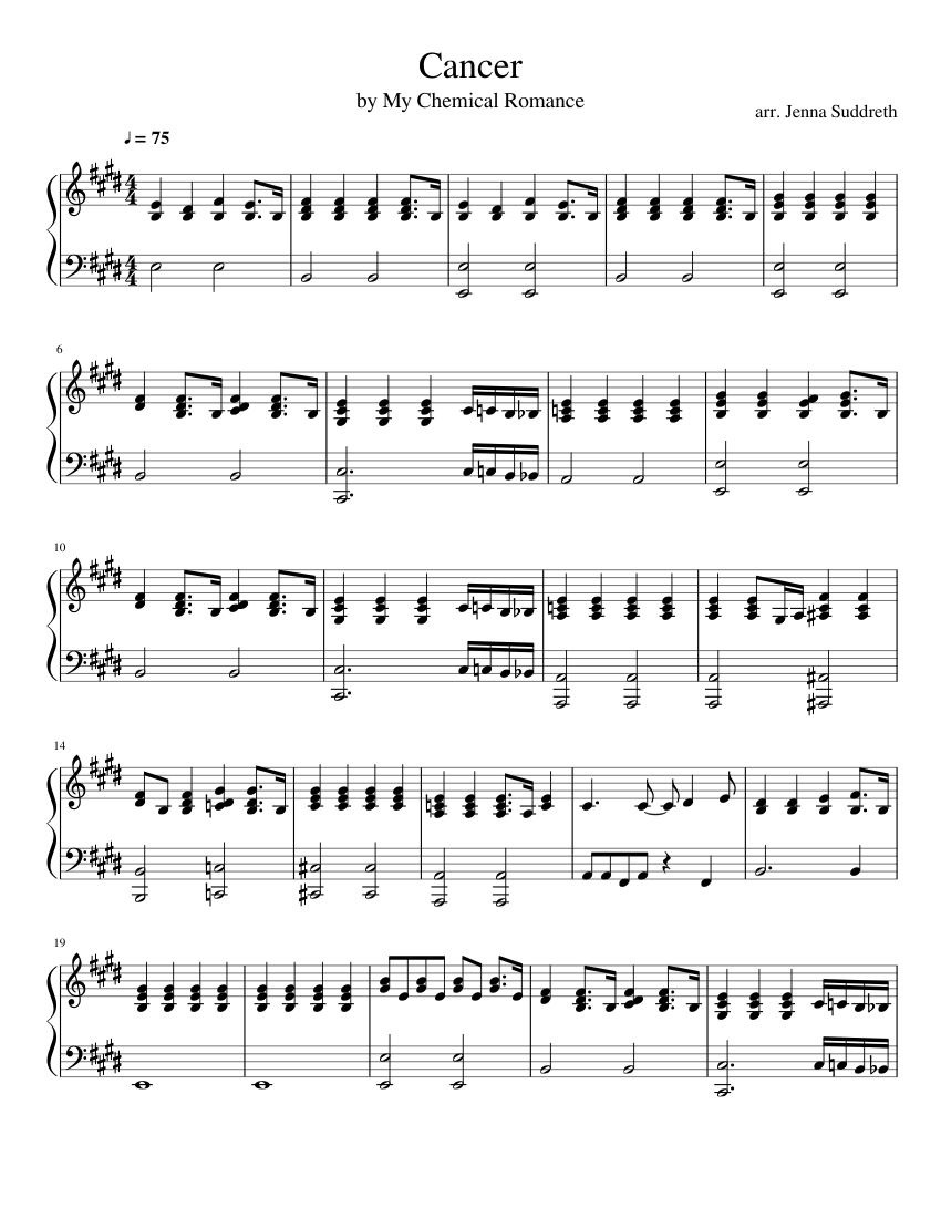 Cancer sheet music for Piano, Voice download free in PDF or MIDI