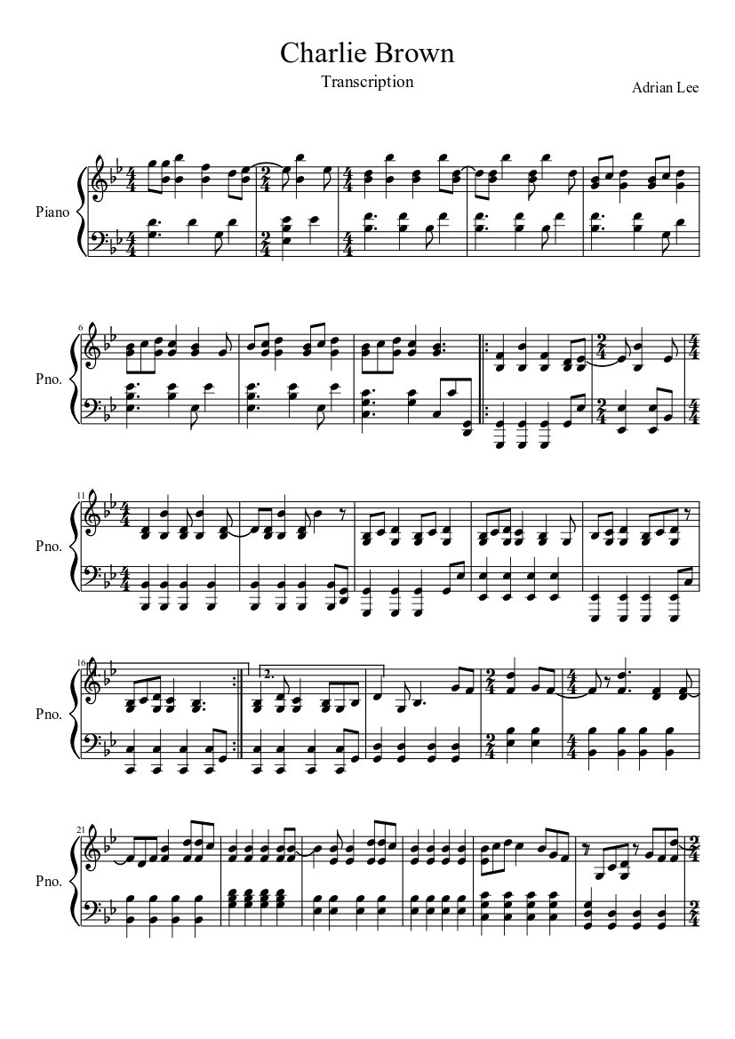 Charlie Brown sheet music download free in PDF or MIDI