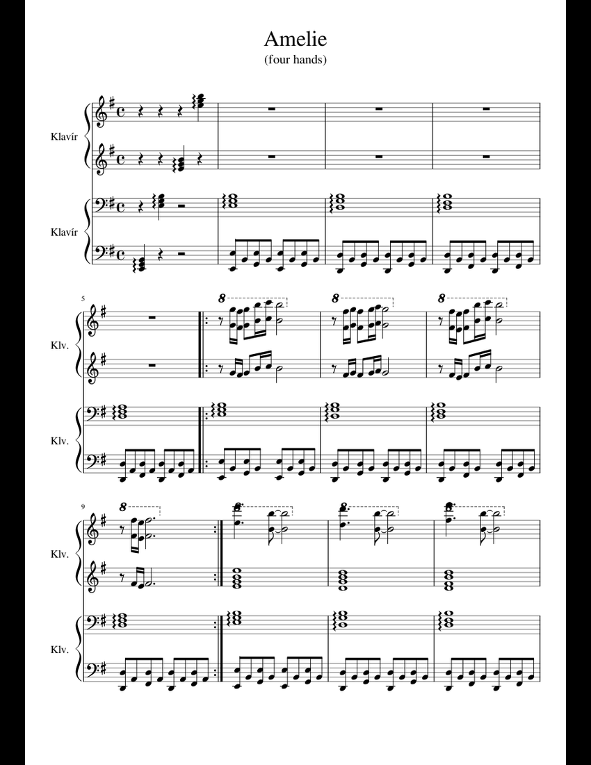 amelie piano music sheet Comptine un autre été violin piano amelie ...