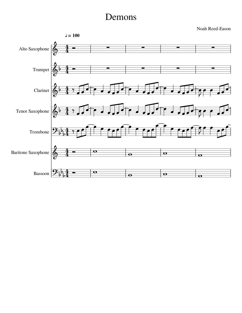 Demons by imagine Dragons Sheet music for Alto Saxophone