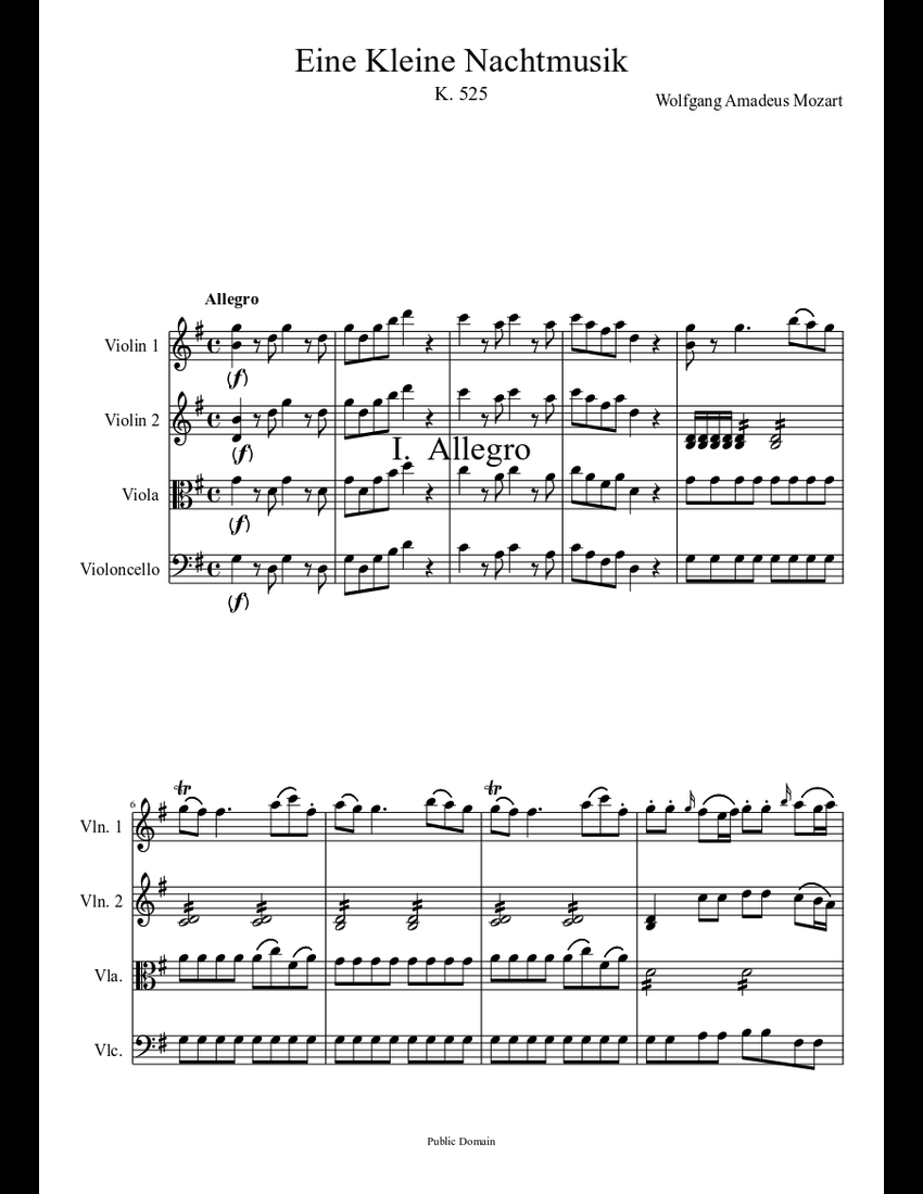 Eine Kleine Nachtmusik, Mvt. I. Allegro (Full Score) sheet music