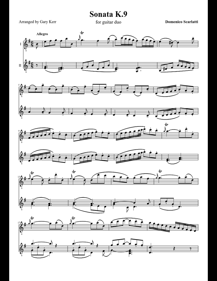 Sonata K.9, Domenico Scarlatti sheet music download free in PDF or MIDI