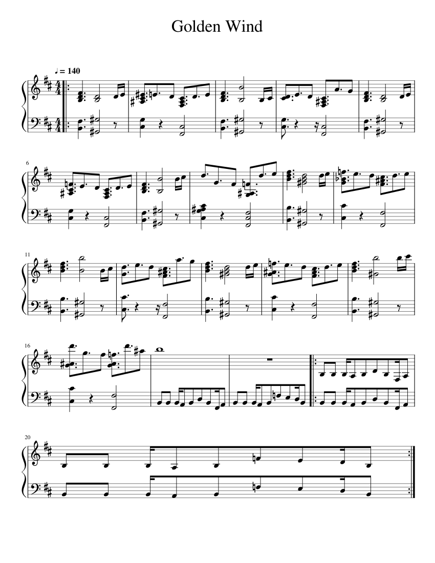 Golden Wind Sheet music for Piano (Solo) | Musescore.com