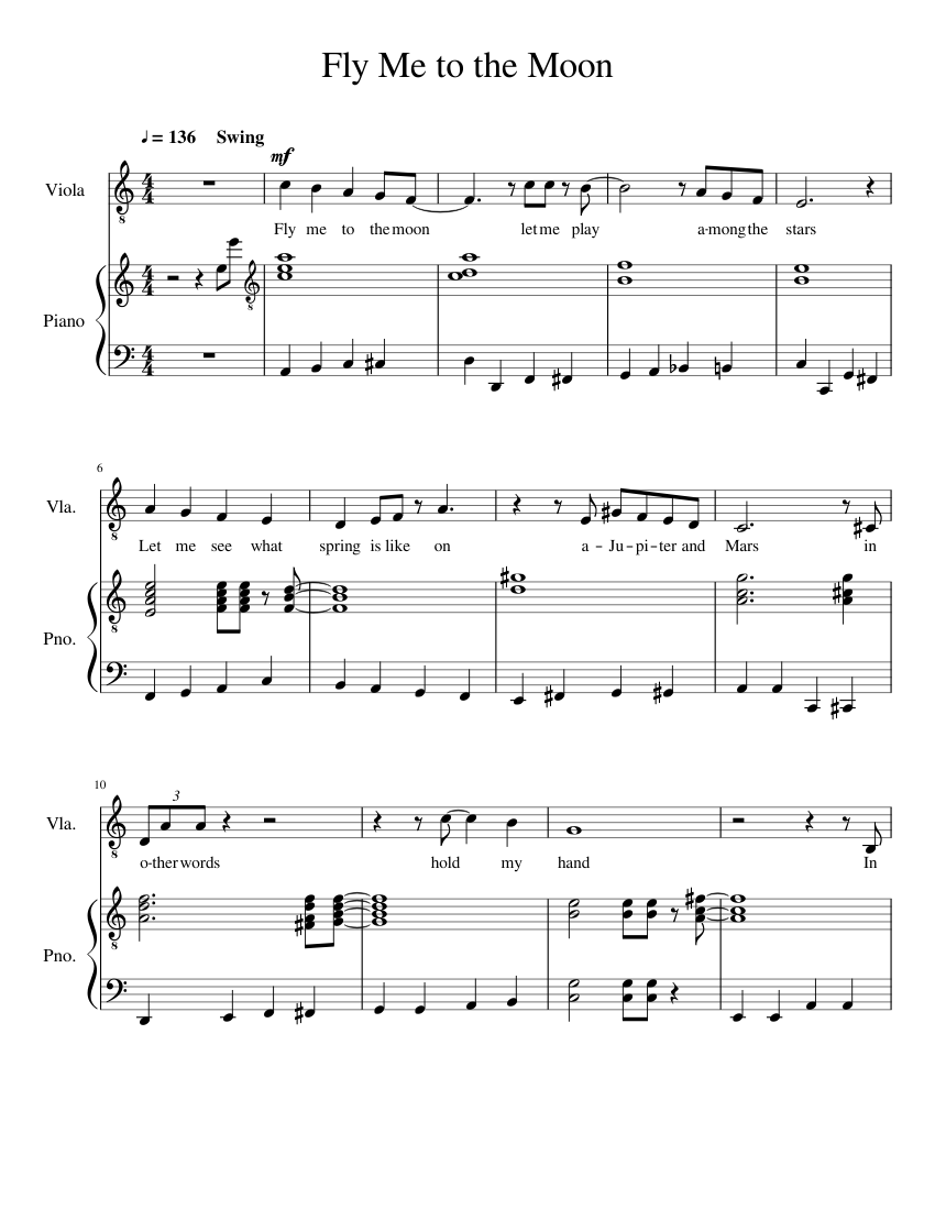 Fly Me to the Moon sheet music for Piano, Viola download free in PDF or