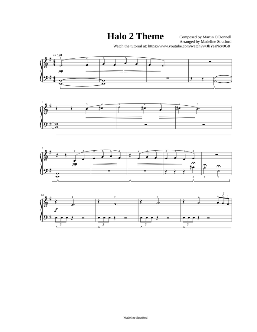 Halo Theme for EASY Piano - Beginner Solo sheet music for Piano