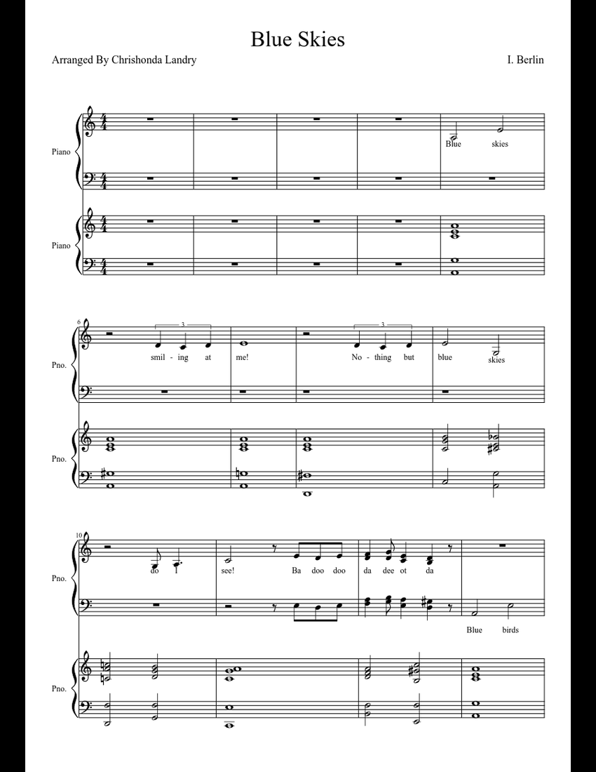 Blue Skies sheet music download free in PDF or MIDI