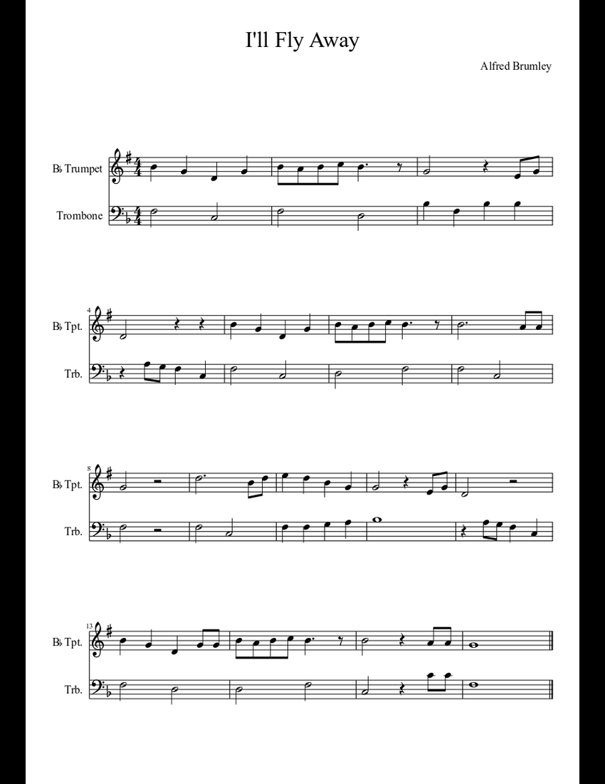 I'll Fly Away sheet music download free in PDF or MIDI