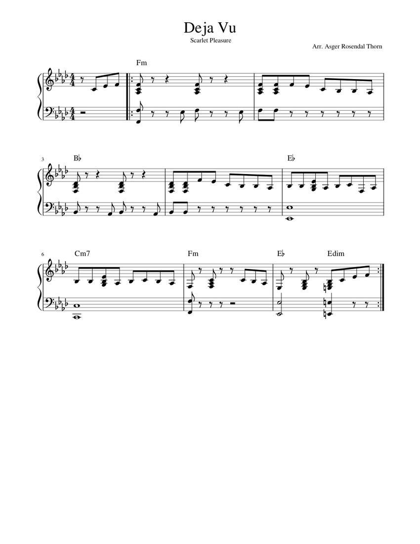 Deja Vu Sheet music for Piano (Solo) | Musescore.com