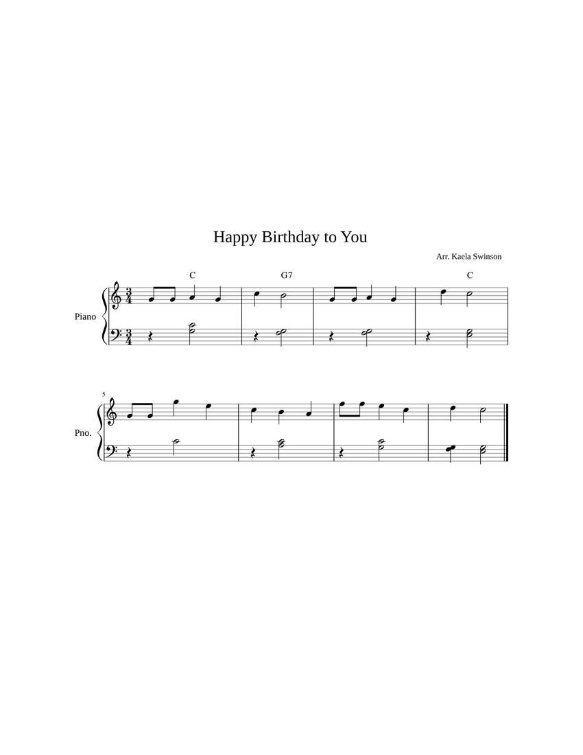 Free Printable Sheet Music For Piano Happy Birthday