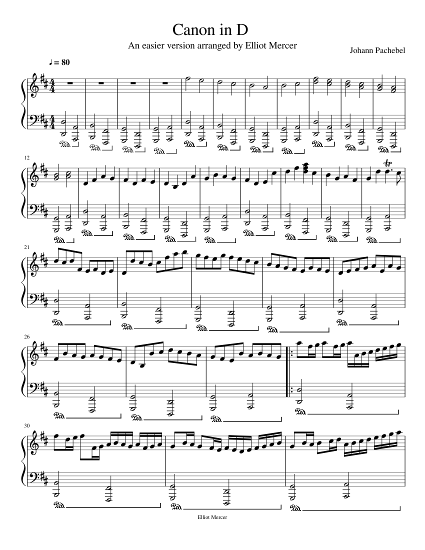 Canon in D Major Easy Sheet music for Piano | Download free in PDF or