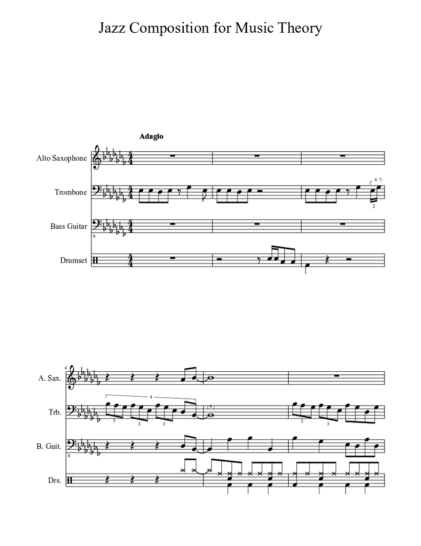 Jazz Composition for Music Theory Sheet music | Download free in PDF or ...