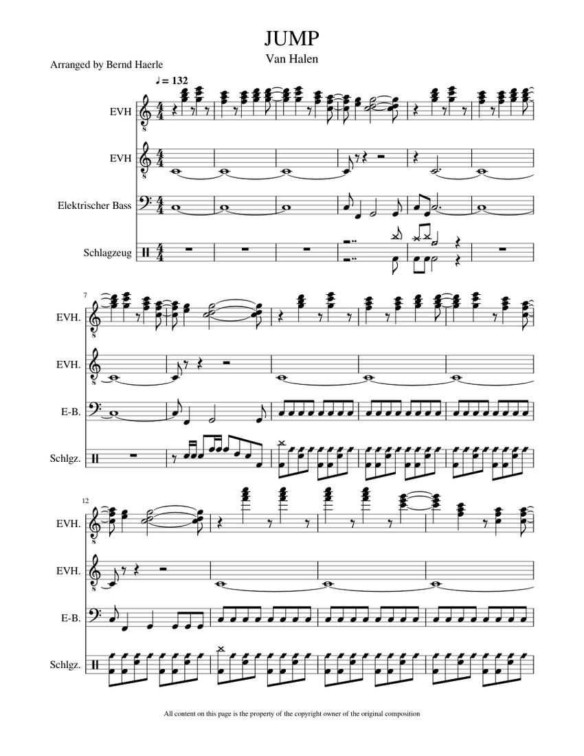 JUMP Sheet music for Drum Group, Guitar, Bass (Rock band)