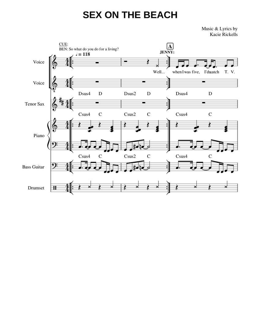 4 Sex On The Beach Sheet Music For Piano Drum Group Vocals 