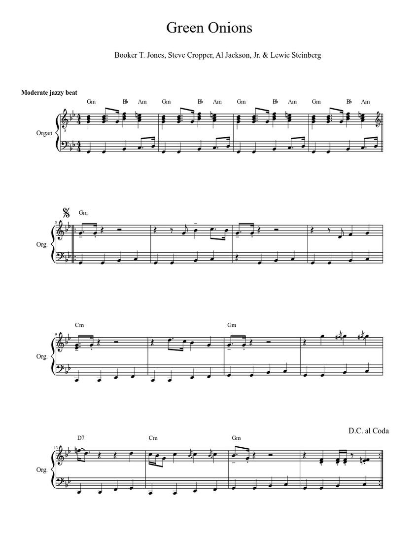 Green Onions By Booker T And The M G S Sheet Music For Organ Solo Musescore Com,Purple Finch Images