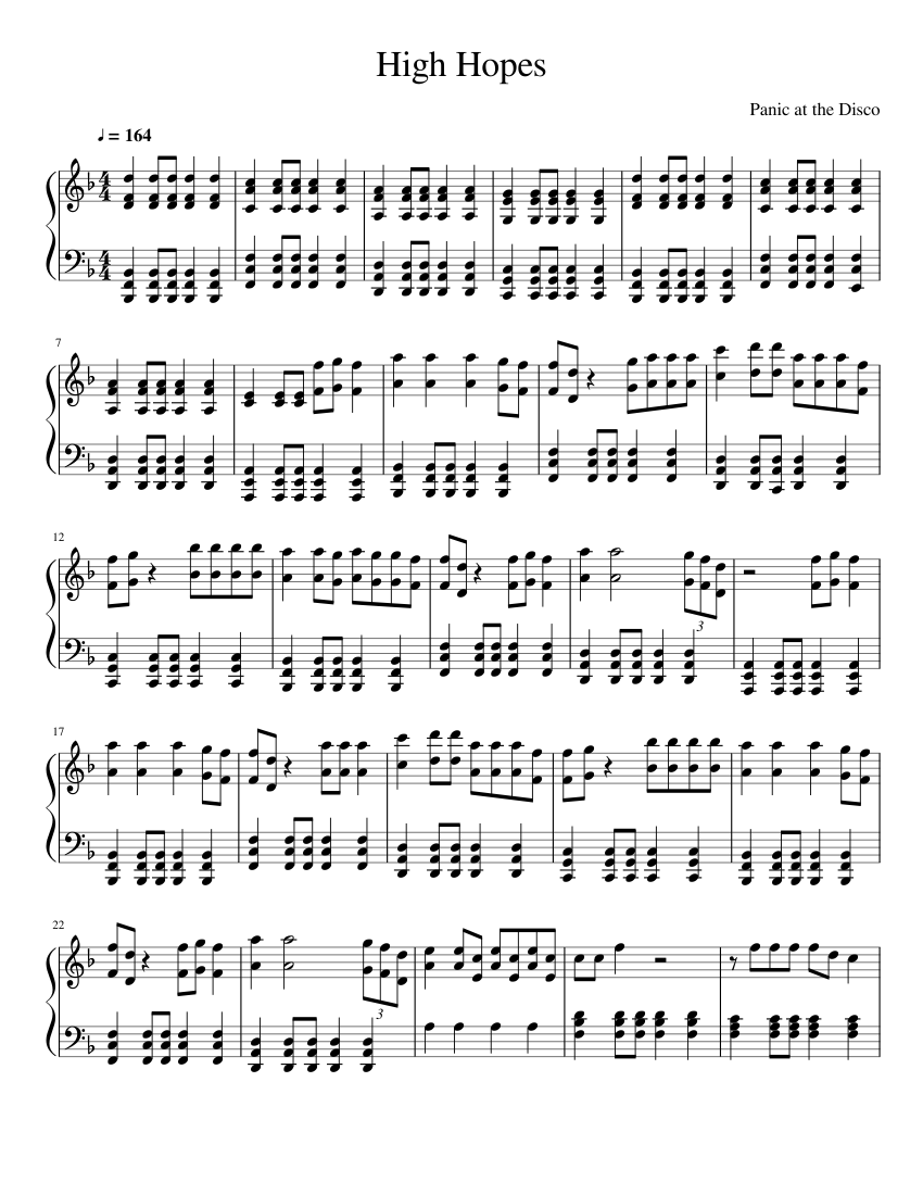 High Hopes Sheet music for Piano | Download free in PDF or MIDI ...