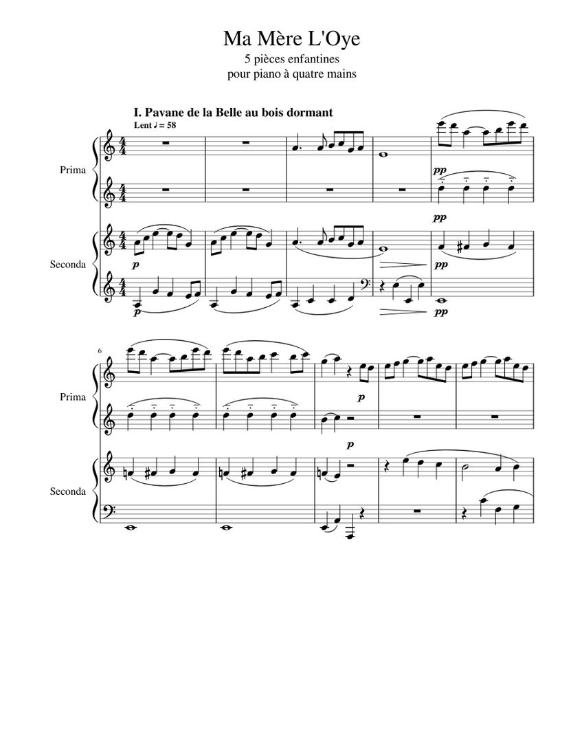 Maurice Ravel Ma Mère Loye M 60 Sheet Music For Piano Download Free In Pdf Or Midi 