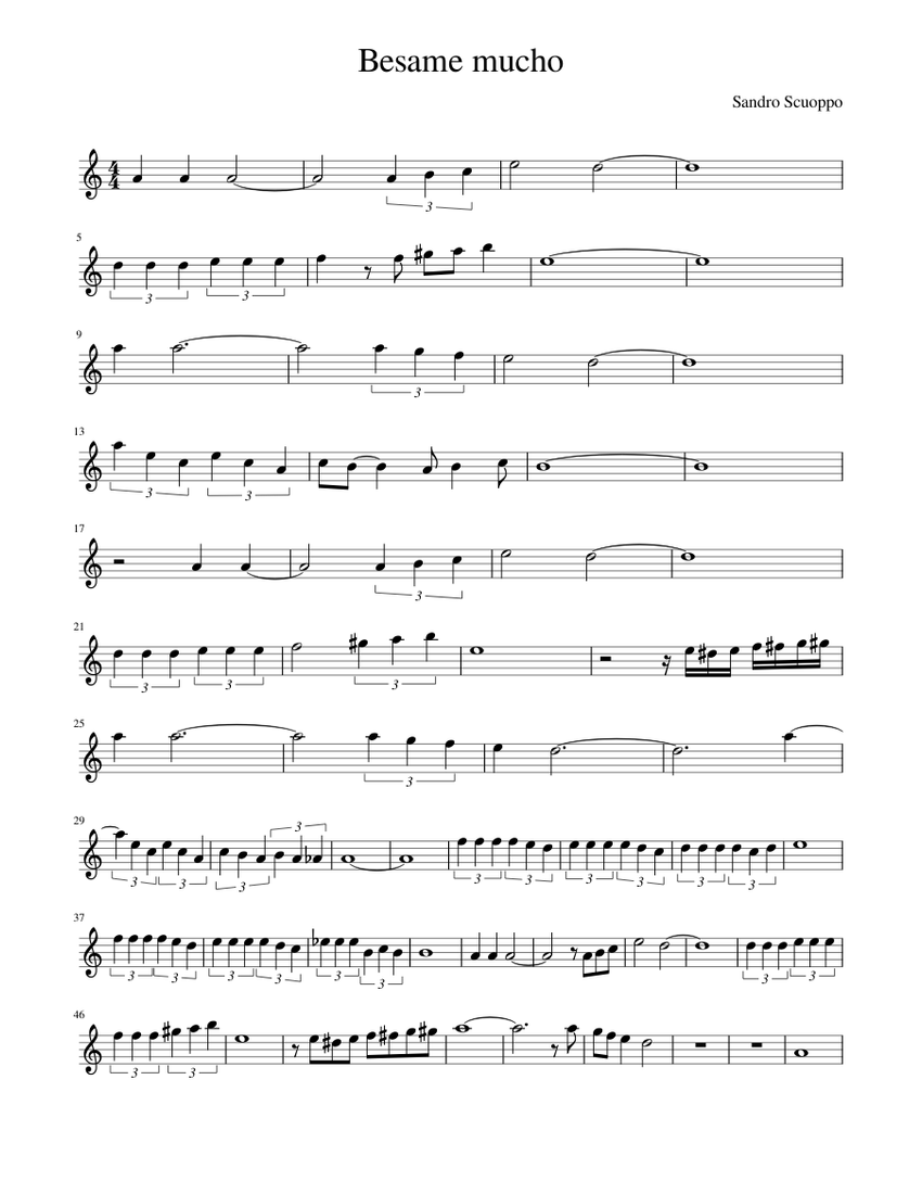 Besame mucho Sheet music for Piano | Download free in PDF or MIDI