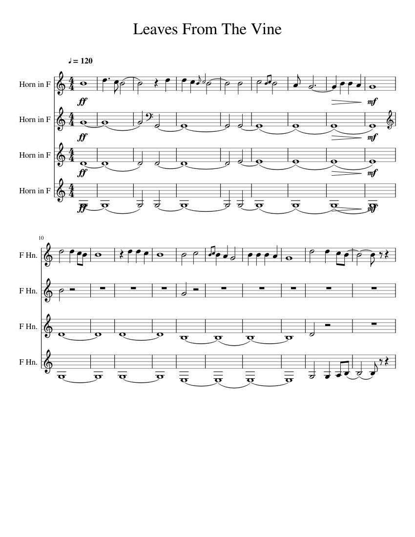 Leaves From The Vine French Horn Quartet sheet music for French Horn