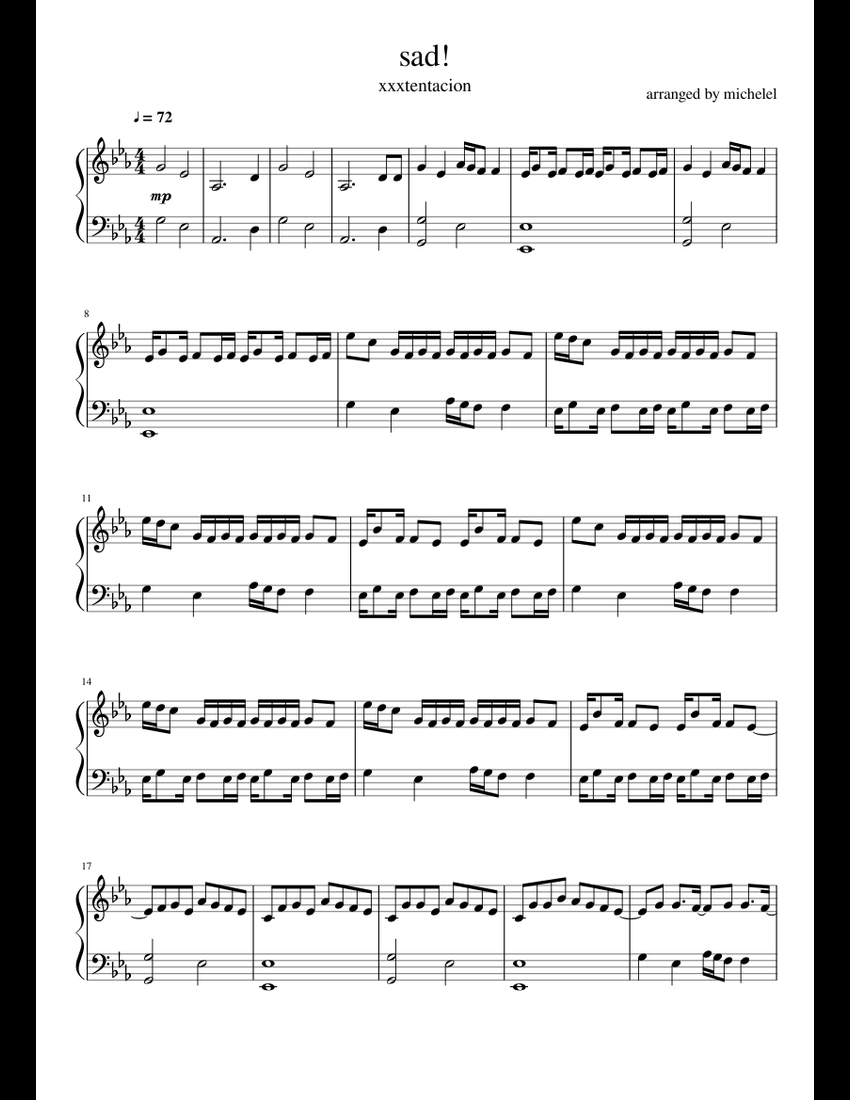 Sad Xxxtentacion Sheet Music For Piano Download Free In