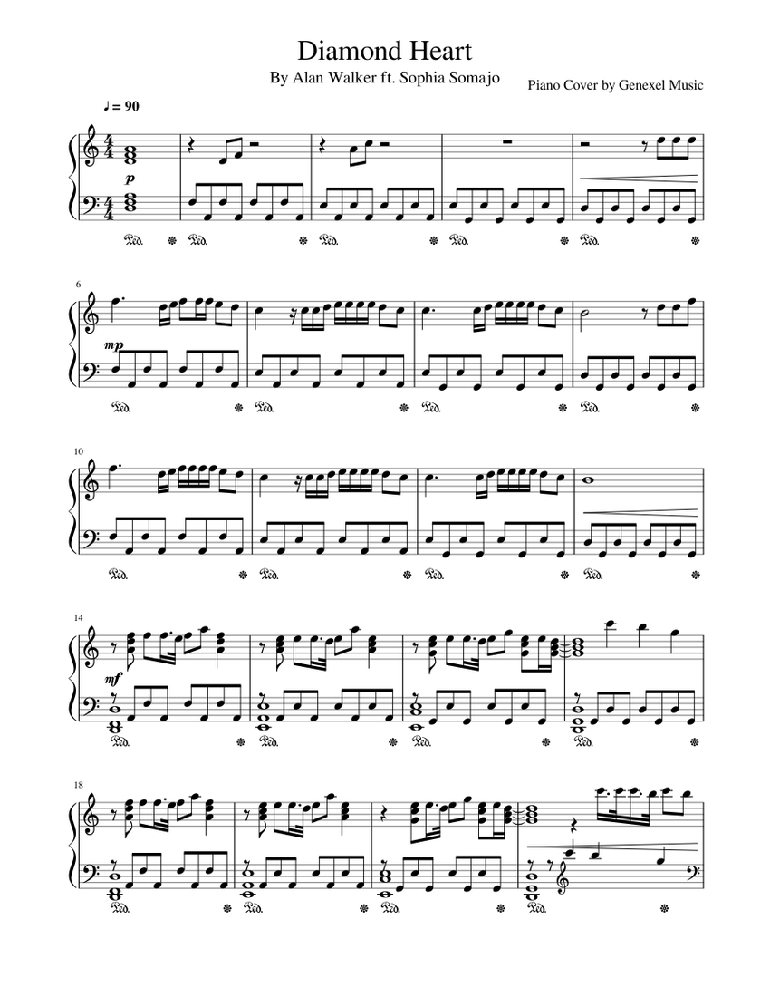 Diamond Heart Alan Walker Sheet Music For Piano Download Free
