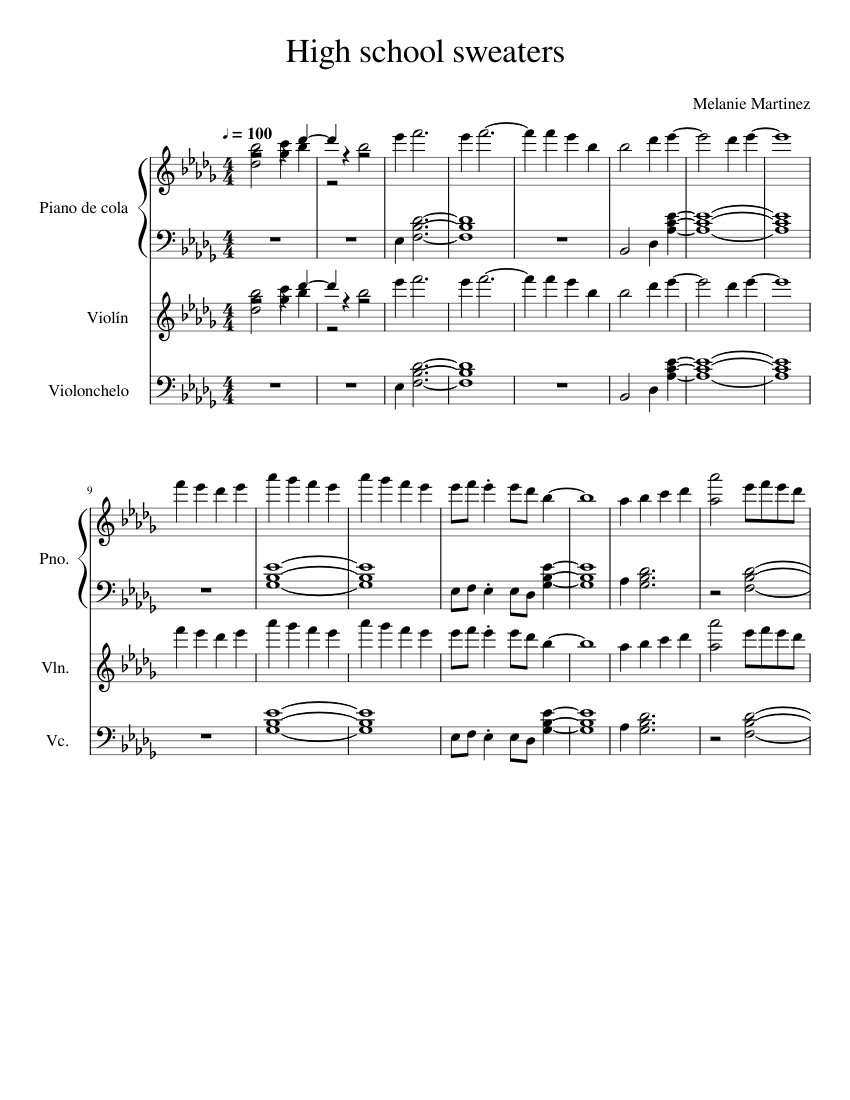Melanie Martinez high school sweaters Sheet music for Violin, Cello ...