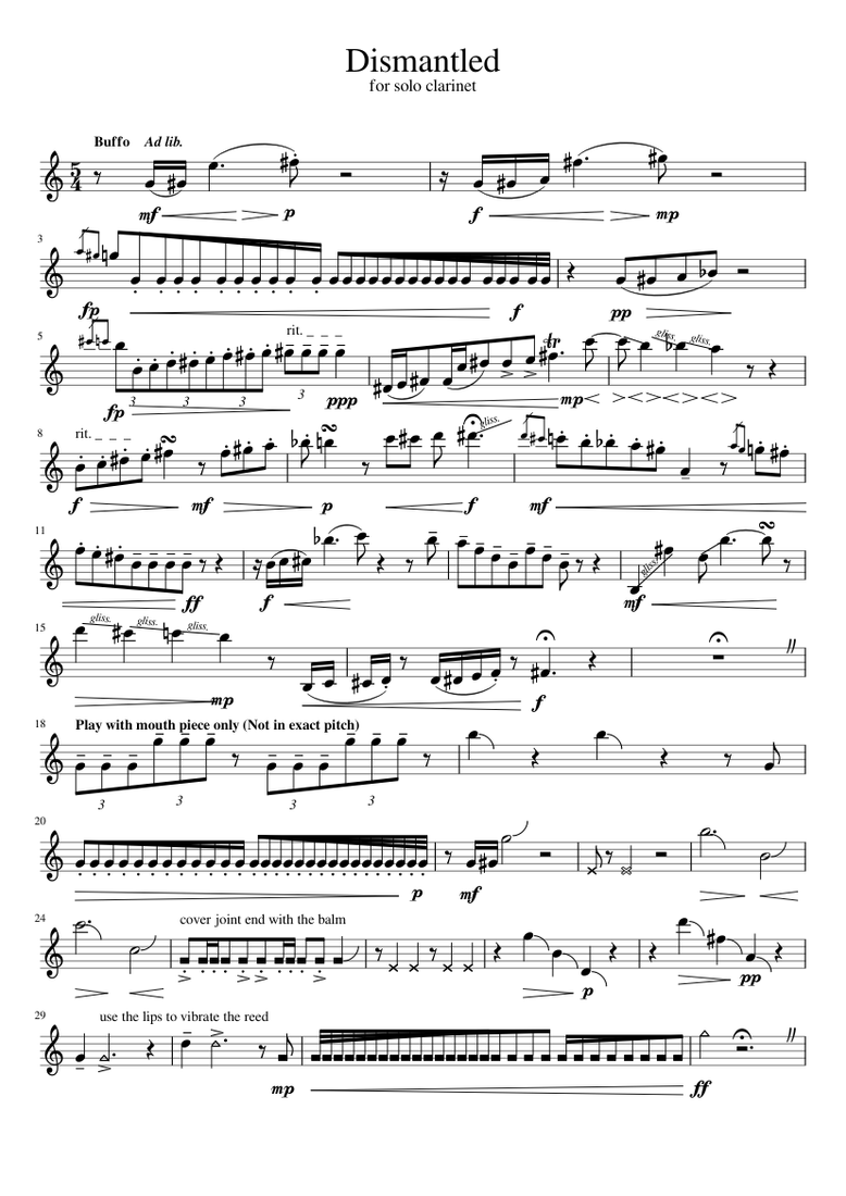 Clarinet solo sheet music for Clarinet download free in PDF or MIDI