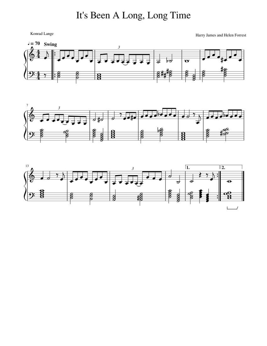 It's been a long, long time Sheet music for Piano (Solo) | Musescore.com