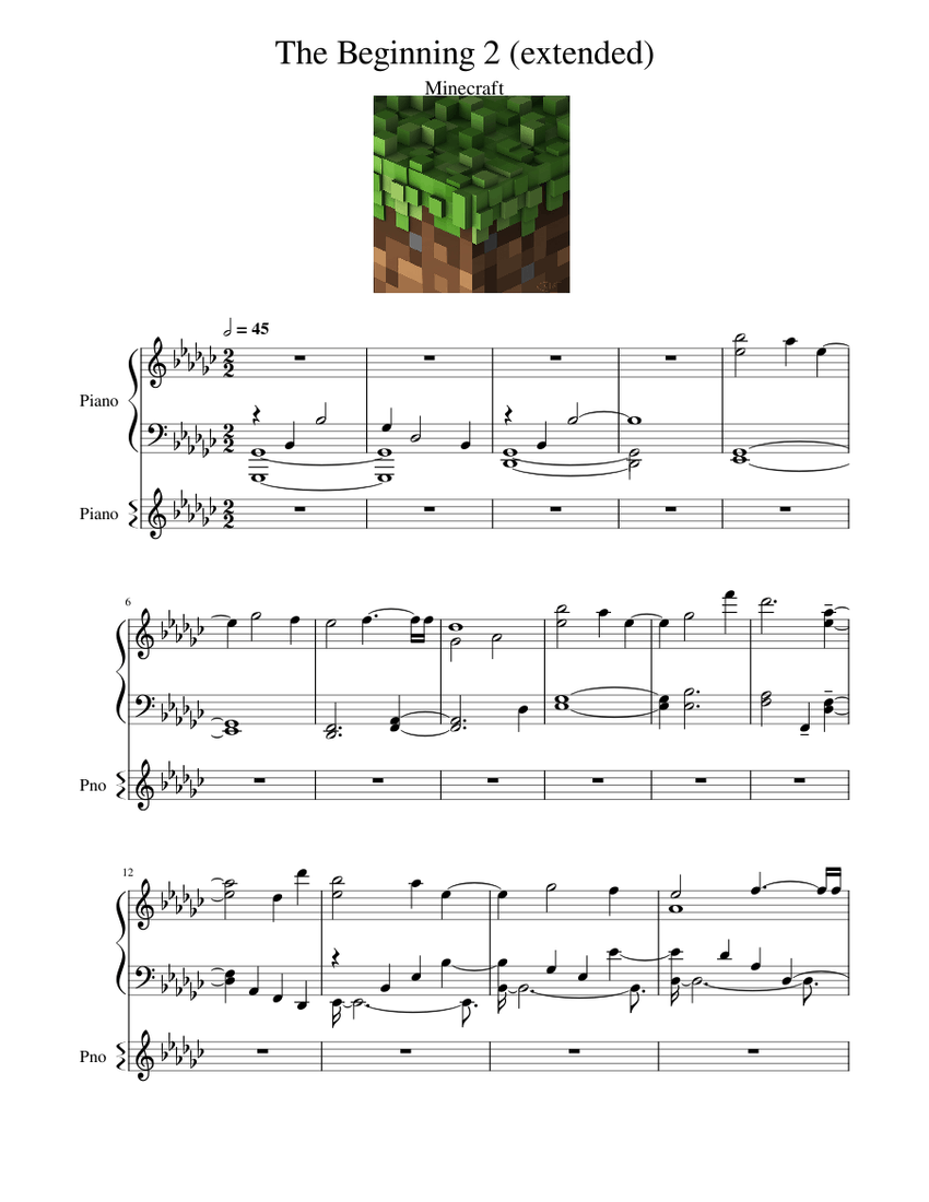 Beginning 2 - Minecraft - extended Sheet music for Piano (Piano Duo