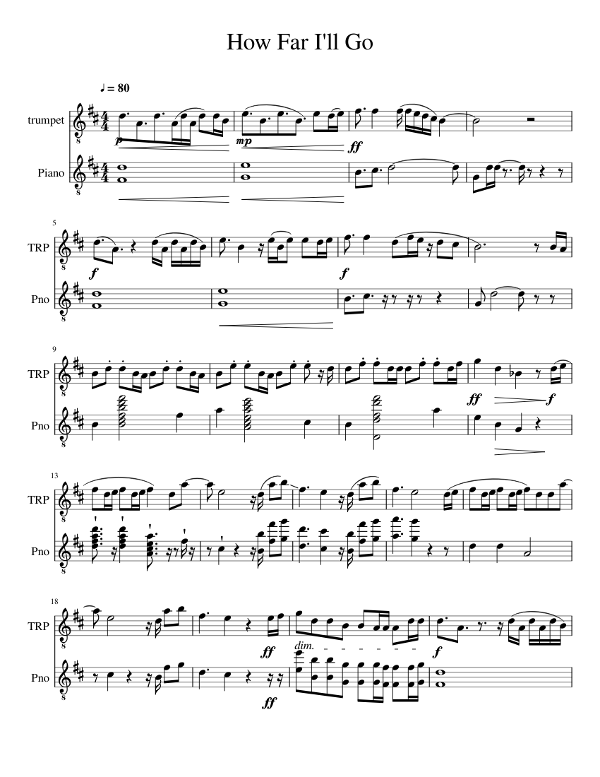 How Far I'll Go sheet music for Violin, Piano download free in PDF or MIDI