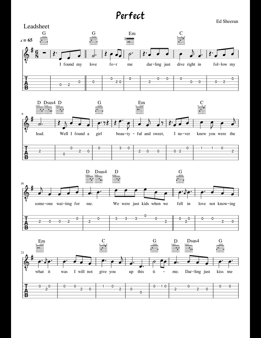 Perfect Sheet Music for Guitar