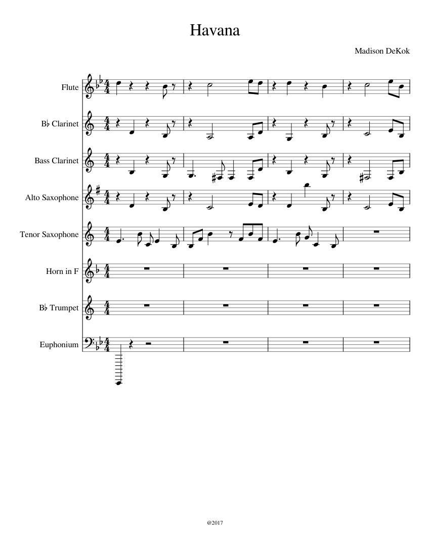 Havana sheet music for Flute, Alto Saxophone, Tenor Saxophone