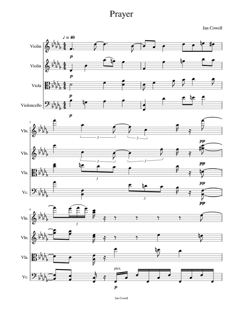 Prayer Sheet music for Violin, Viola, Cello | Download free in PDF or