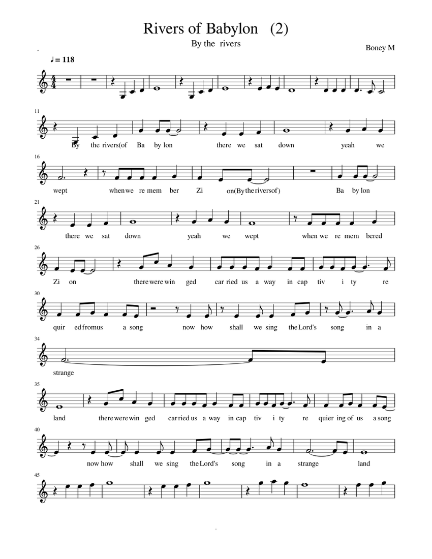 Rivers of Babylon (2) Sheet music for