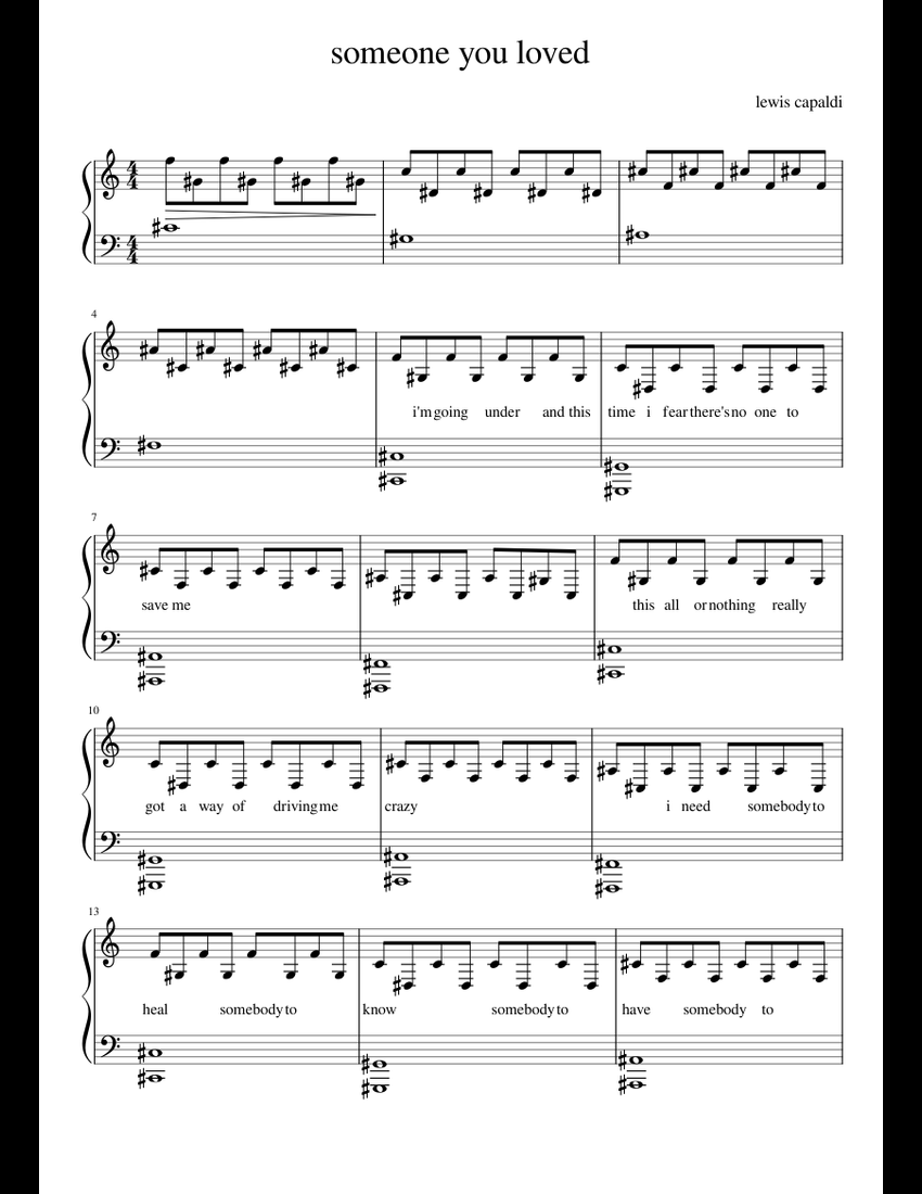 Someone you loved sheet music for Piano download free in PDF or MIDI