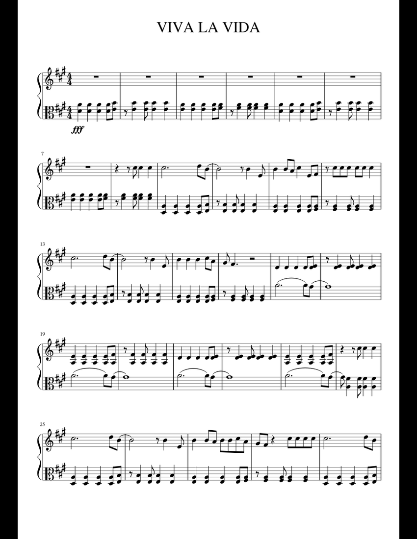 VIVA LA VIDA sheet music for Piano download free in PDF or MIDI