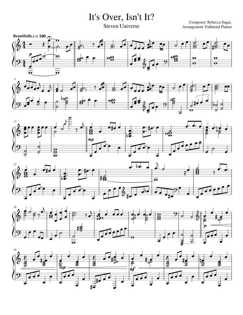 It's Over, Isn't It? Sheet music for Piano (Solo) | Musescore.com