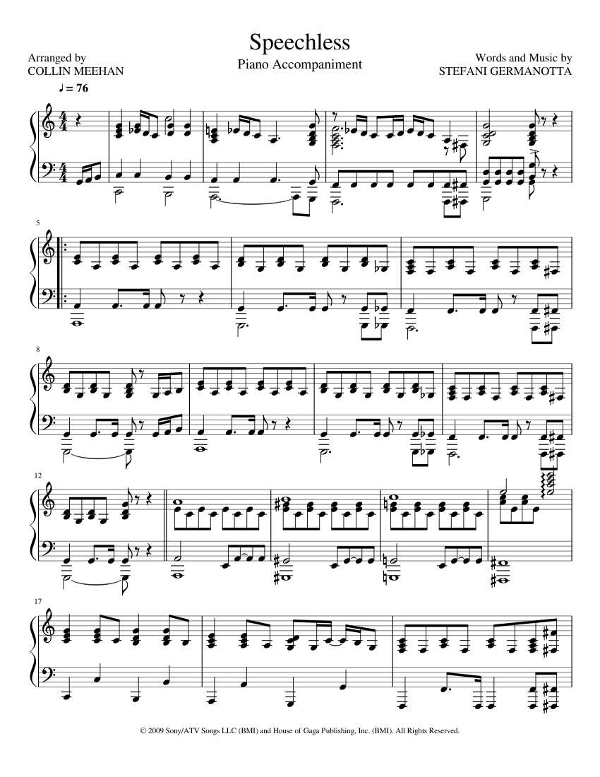 Speechless Sheet Music For Piano Download Free In PDF Or MIDI