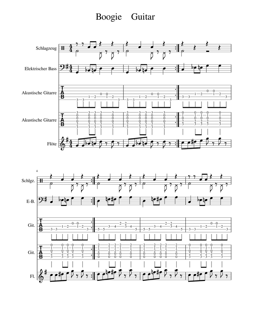 Basic Boogie Sheet music for Flute, Drum Group, Bass, Guitar (Rock band