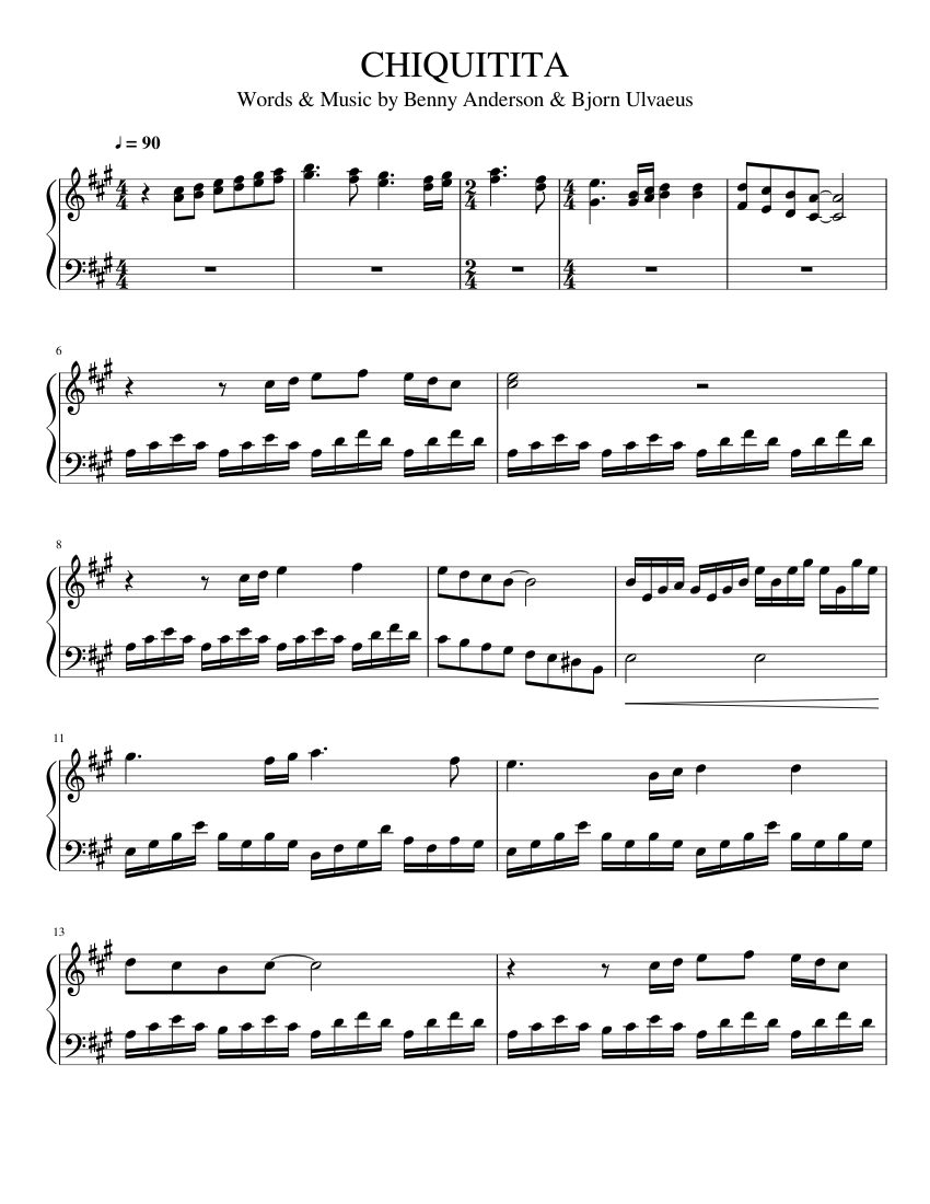 CHIQUITITA Sheet music for Piano (Solo)