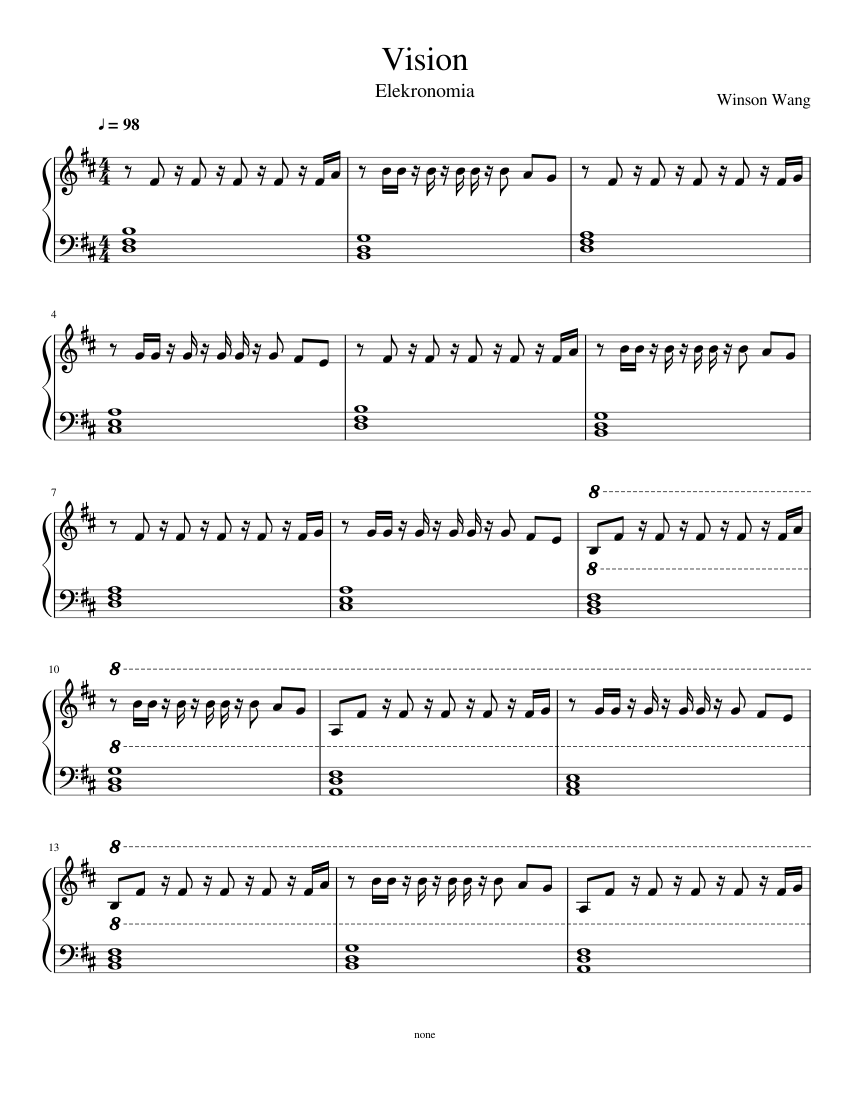 Vision Sheet music for Piano Download free in PDF or MIDI