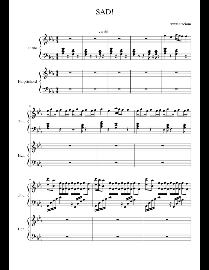 sad! sheet music for Piano, Harpsichord download free in PDF or MIDI