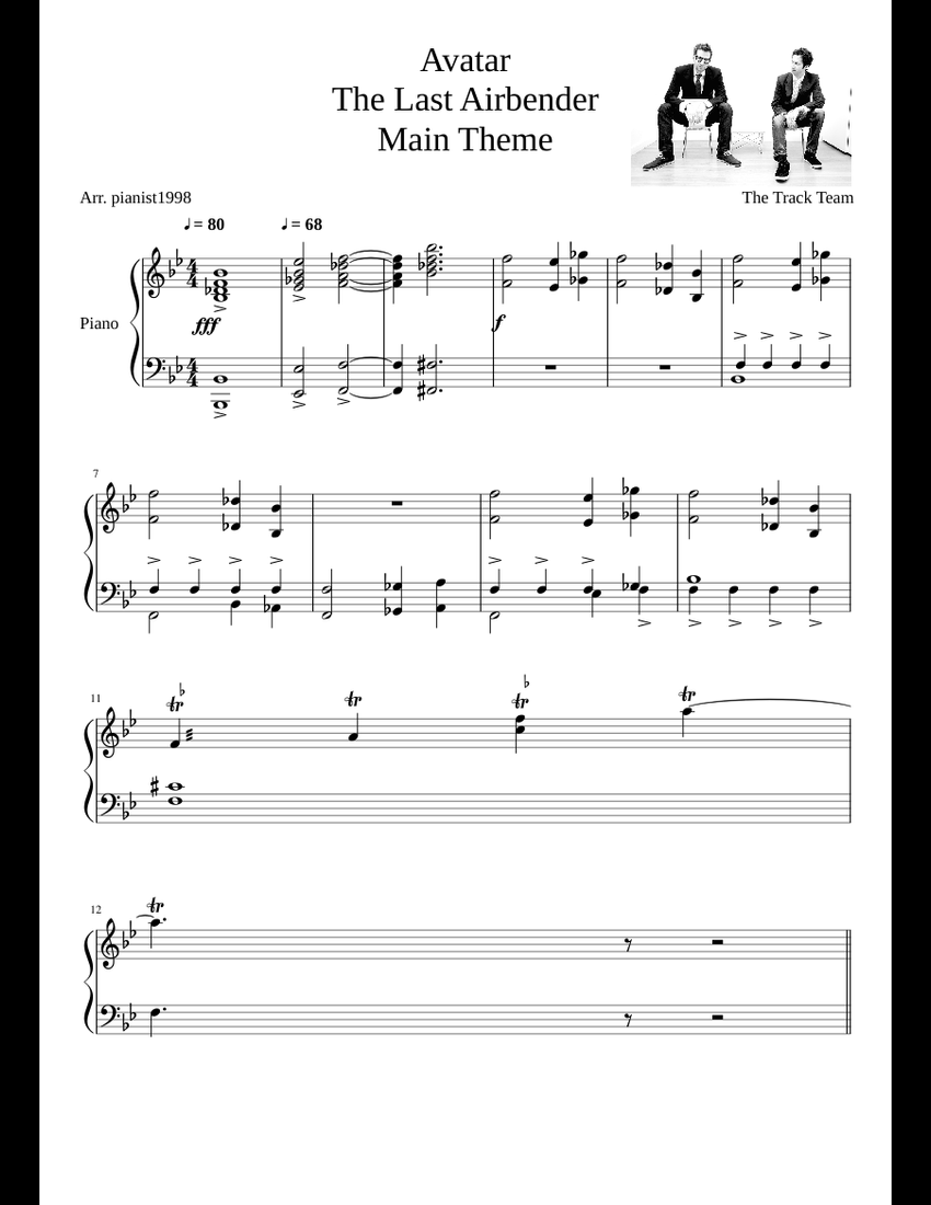 Avatar The Last Airbender Main Theme Sheet Music For Piano Download
