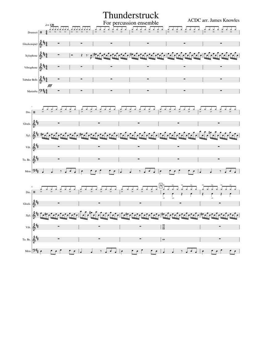 Thunderstruck For Percussion Sheet music for Percussion Download free in PDF or MIDI