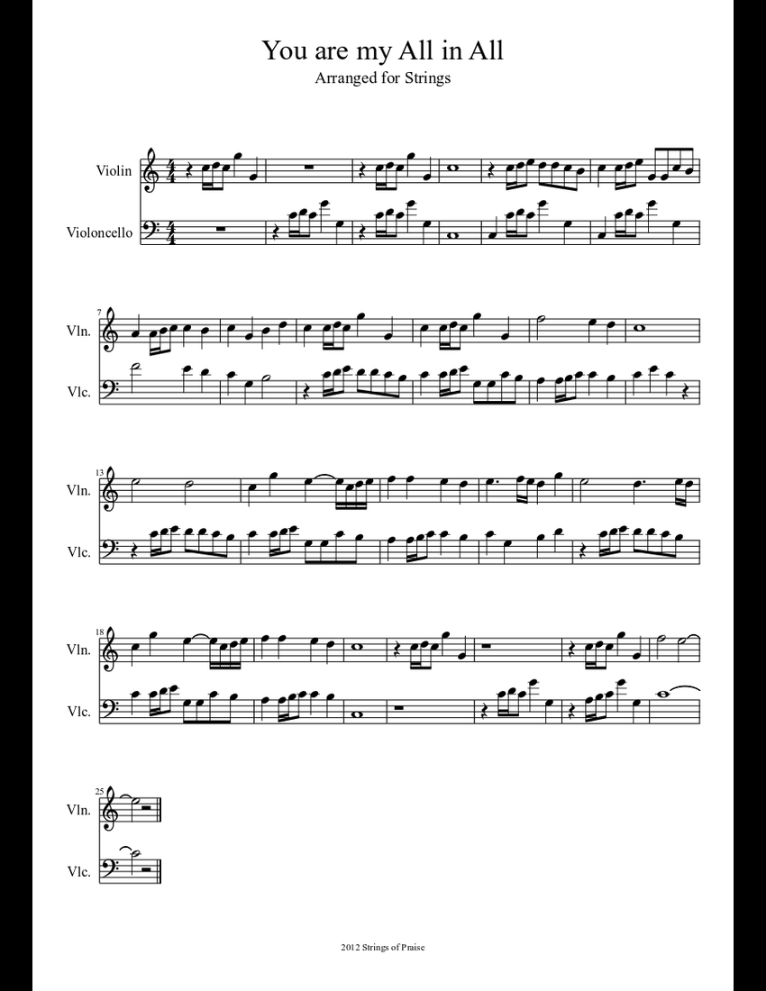 You Are my All in All sheet music download free in PDF or MIDI
