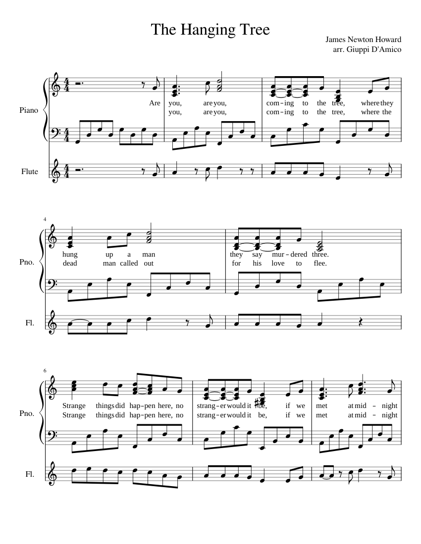 The Hanging Tree Sheet music for Piano, Flute (Solo) | Musescore.com