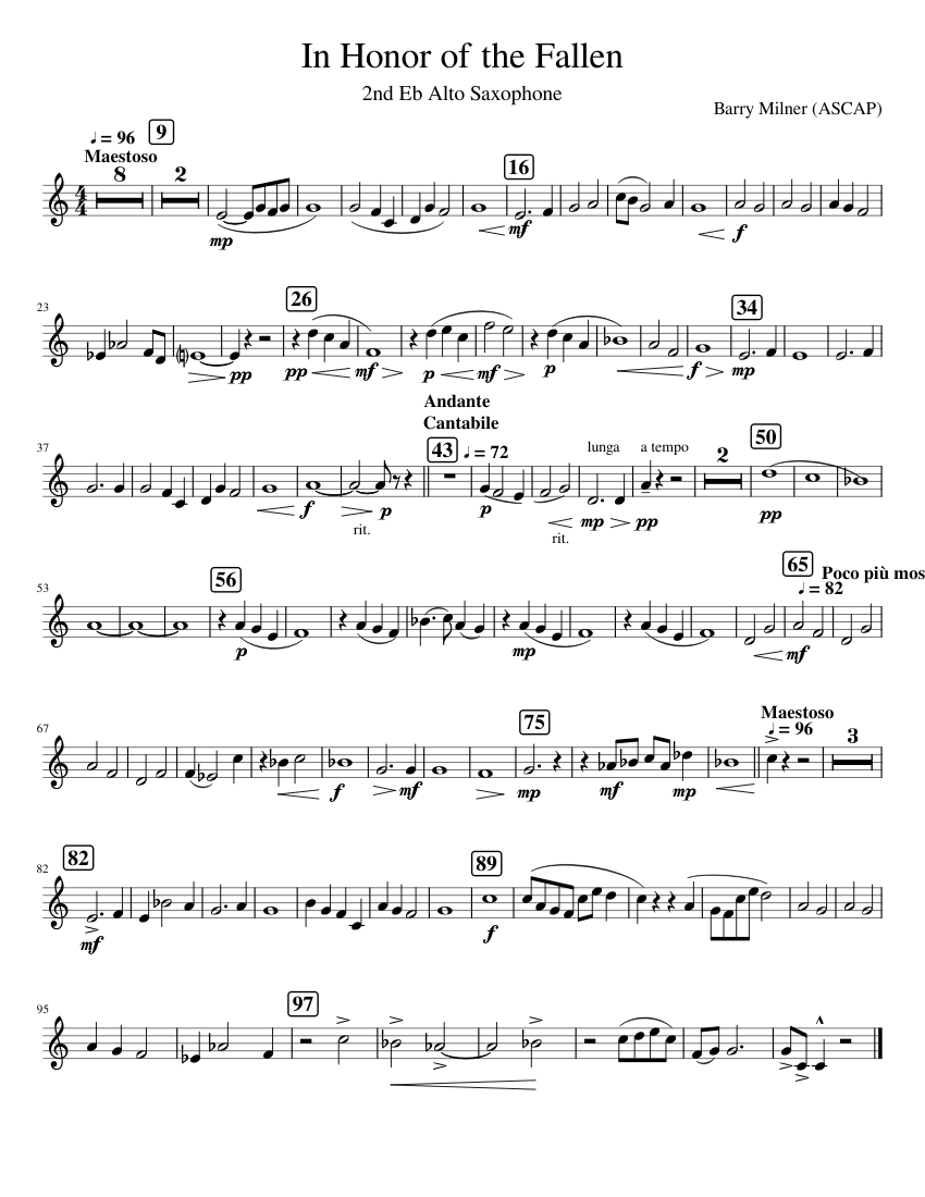 In Honor of the Fallen Sheet music for Saxophone (Alto) (Solo