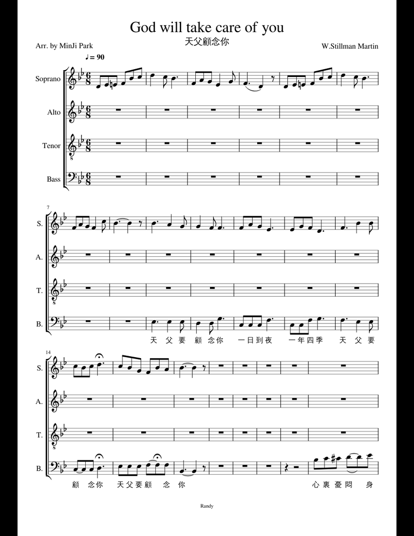God will take care of you sheet music for Piano download
