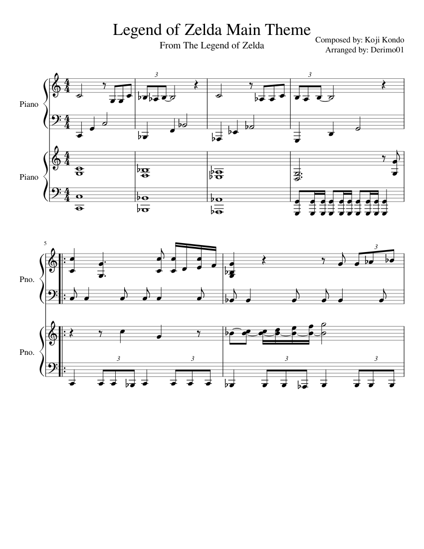 Legend of Zelda Main Theme sheet music for Piano download free in PDF